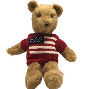 Vintage Teddy Bear Plush Wearing Patriotic Flag Sweater B Moss Co Original Tags
